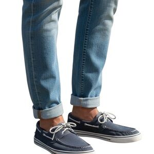 Sperry Men's Blue Boat Shoes with White Details